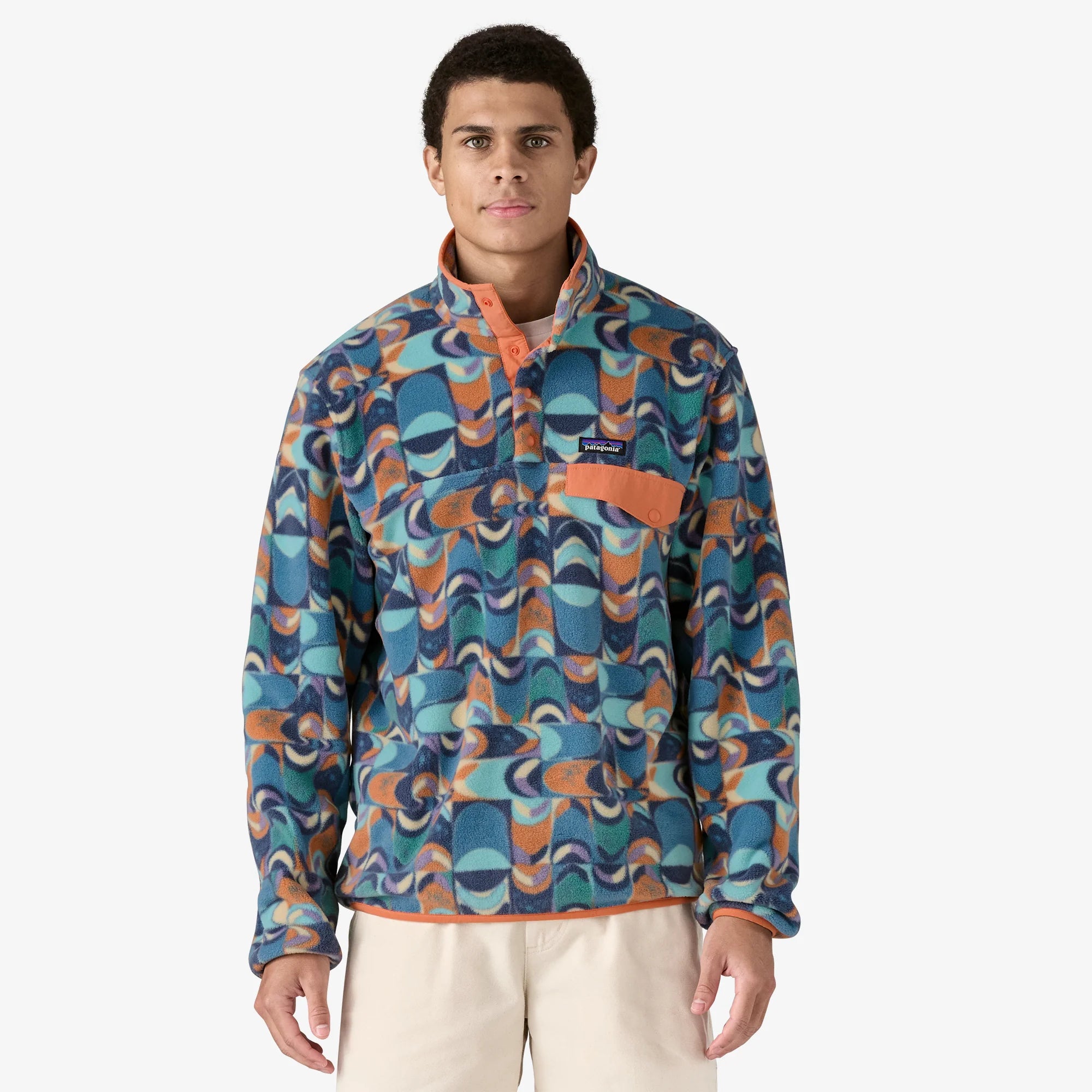 Patagonia Men's Lightweight Synchilla® Snap-T® Pullover - Swallowtail Geo: Still Blue - Stencil
