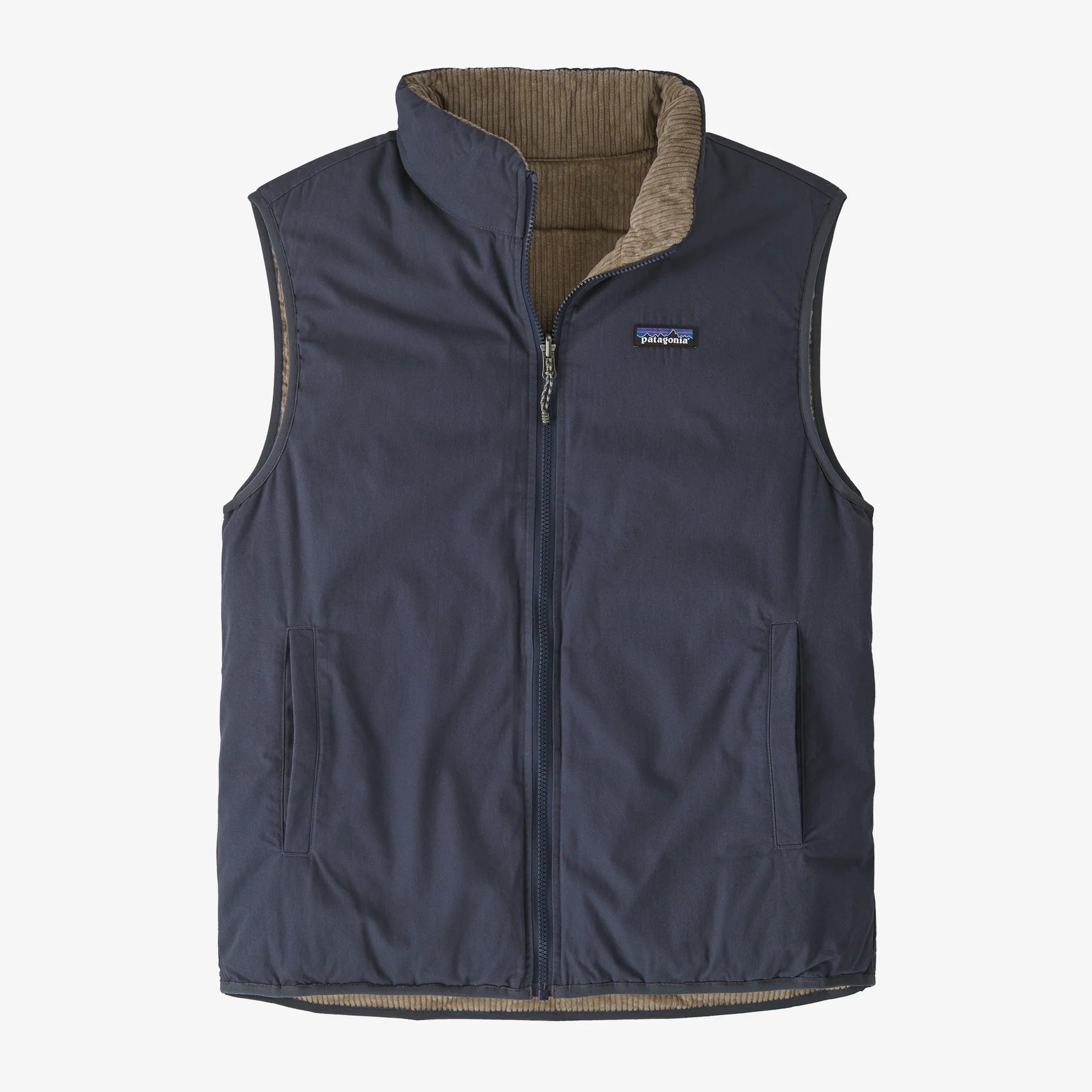 Patagonia Men's Reversible Cotton Down Vest - Smoulder Blue - Stencil