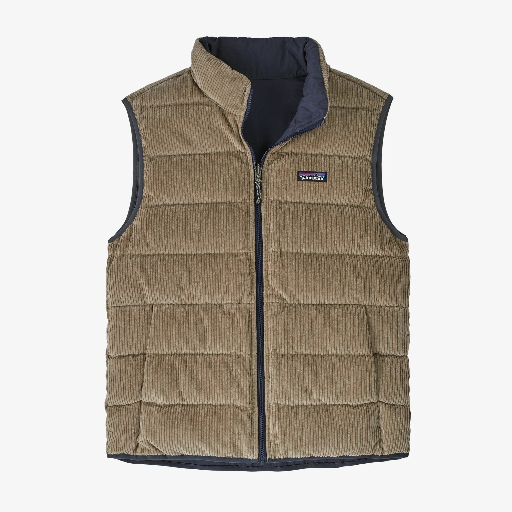 Patagonia Men's Reversible Cotton Down Vest - Smoulder Blue - Stencil
