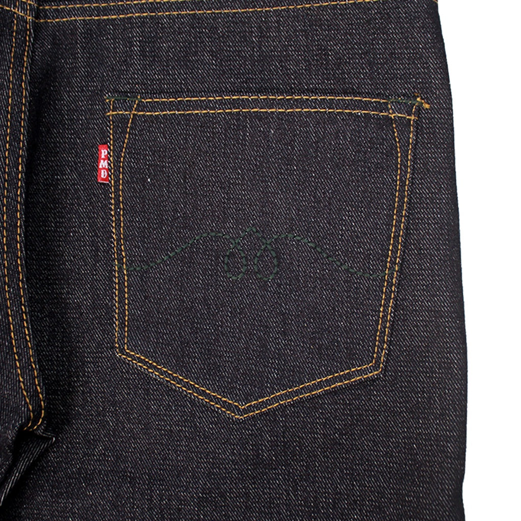 PMD & Co Gorilla 14oz Black Indigo Denim Selvedge Accent Slim Fit - Stencil