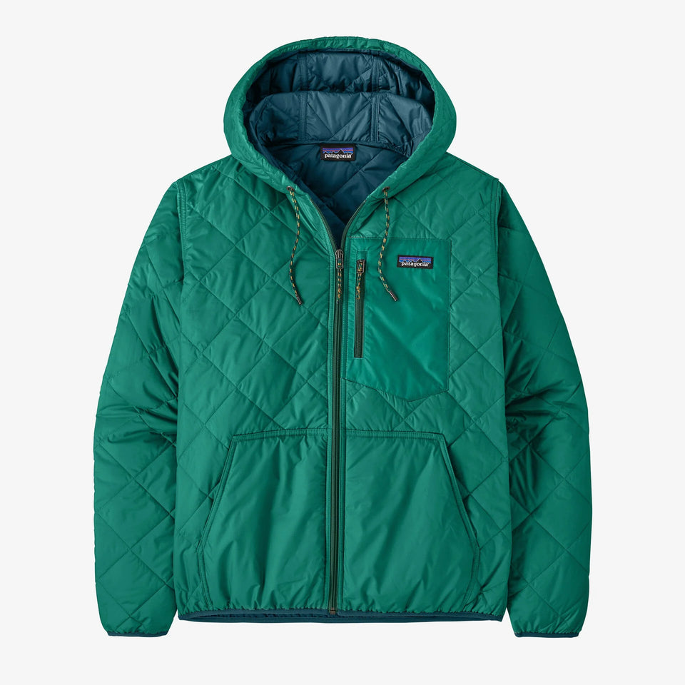 Patagonia Men's Diamond Quilted Bomber Hoody - Gem Green - Stencil