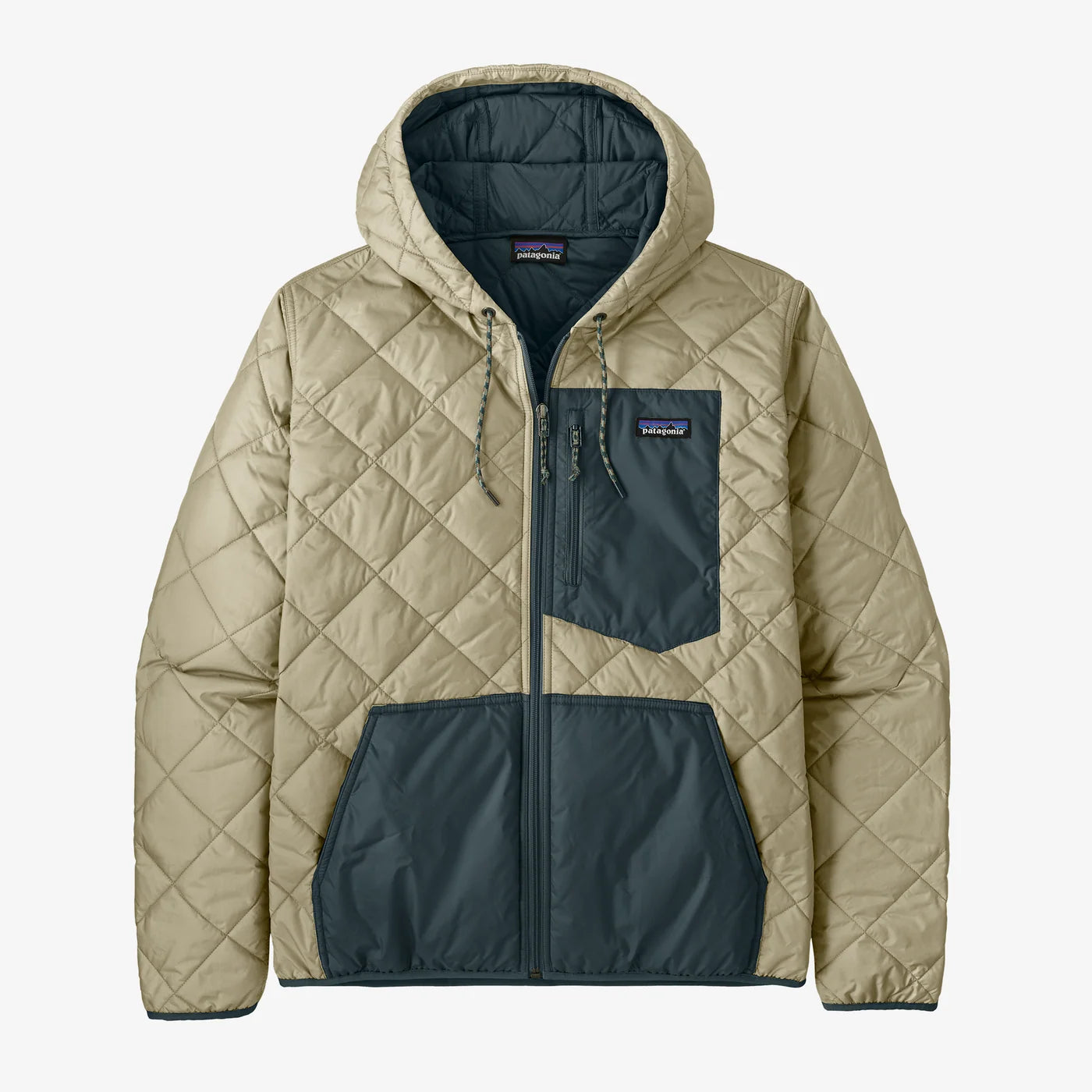 Patagonia Men's Diamond Quilted Bomber Hoody - Weathered Stone w/Summit Blue