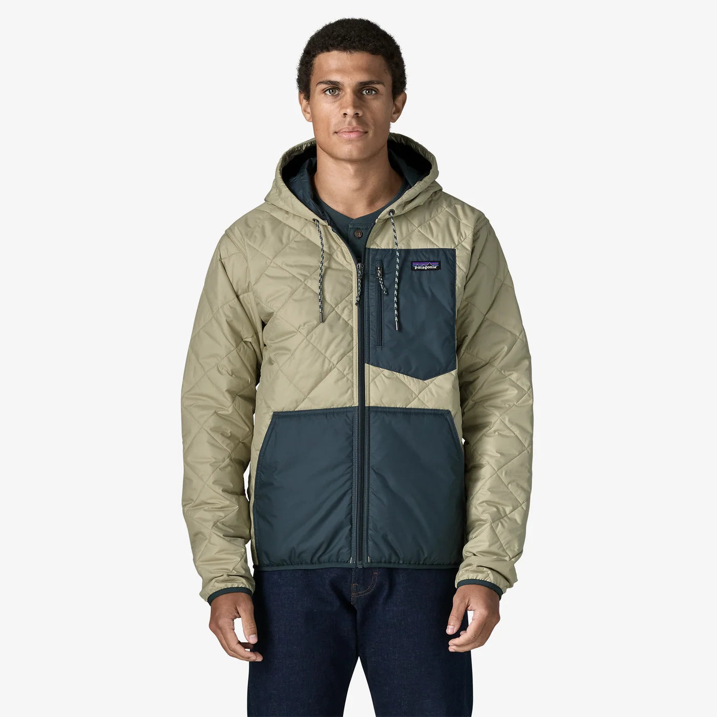 Patagonia Men's Diamond Quilted Bomber Hoody - Weathered Stone w/Summit Blue