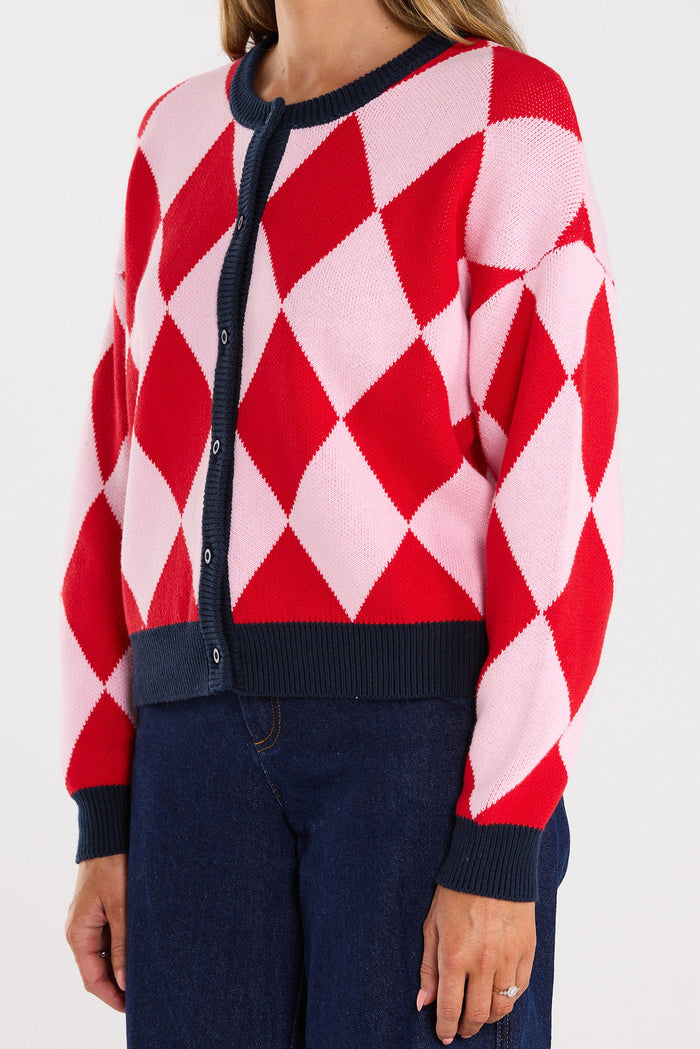 Thing Thing Gemma Cardigan - Cherry Milkshake - Stencil