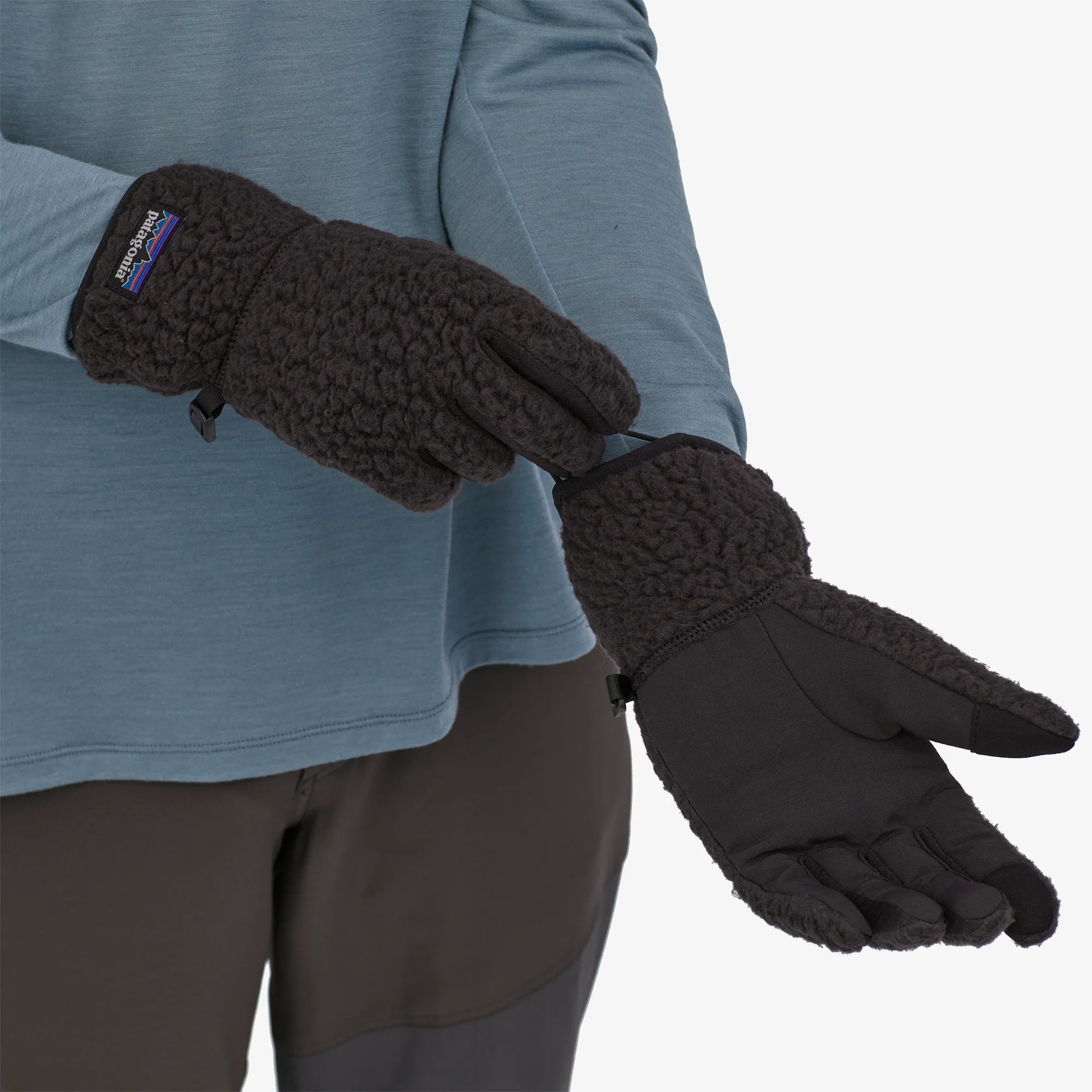 Patagonia Retro Pile Fleece Gloves - Black - Stencil