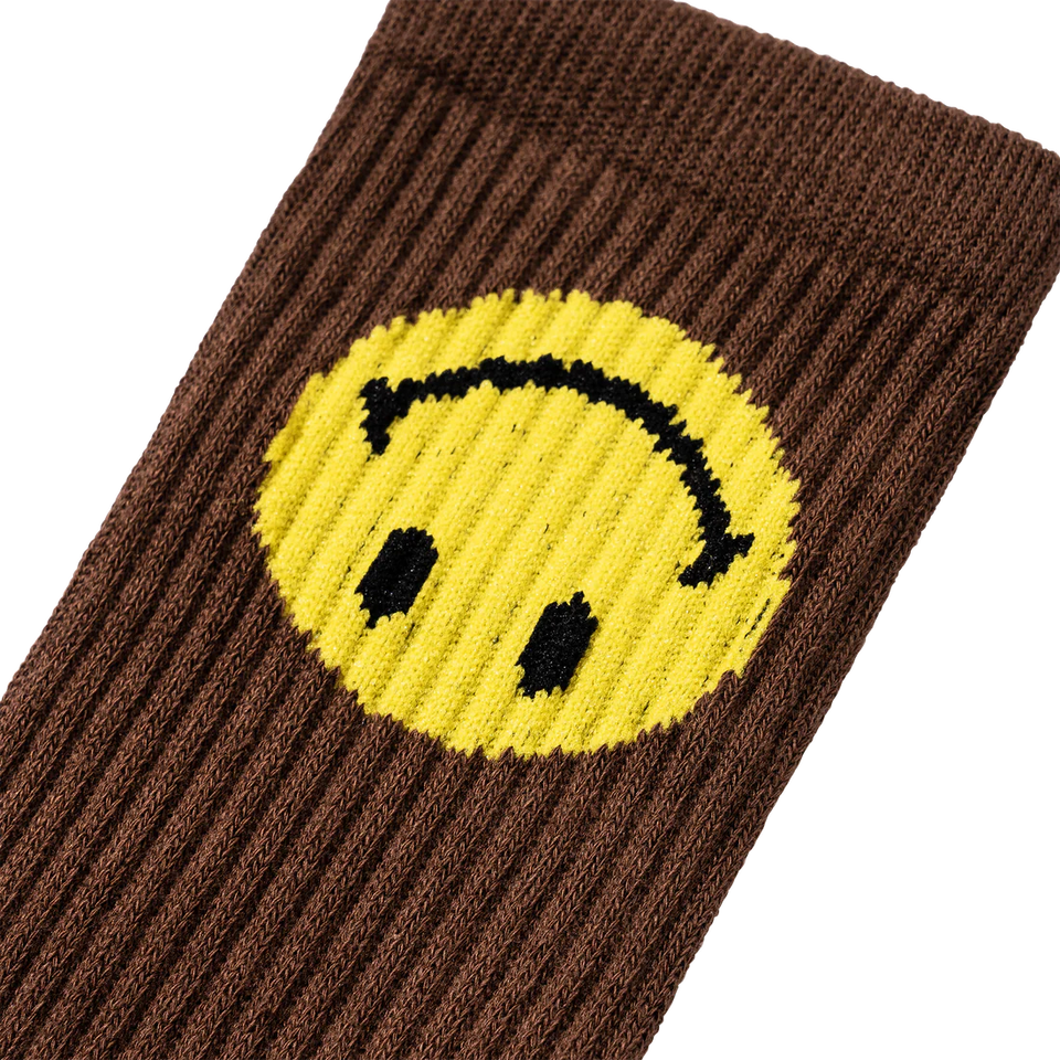 Market Smiley Upside Down Socks Brown