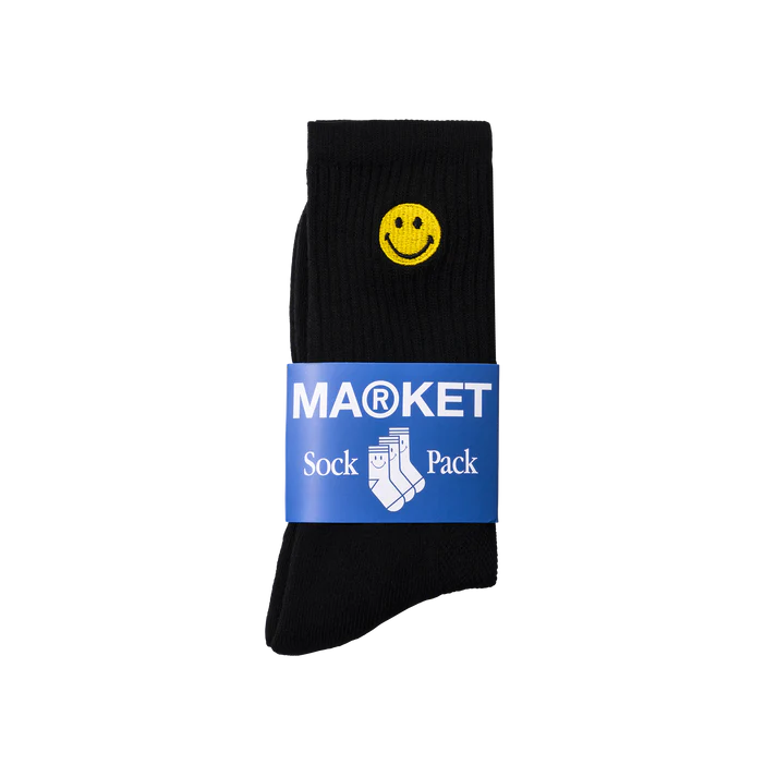 Market Smiley Small Patch Socks Black