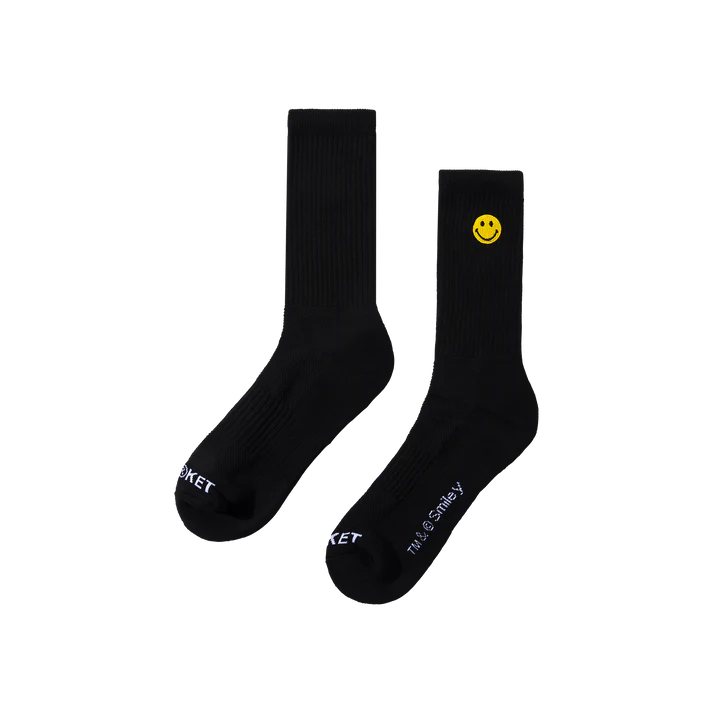 Market Smiley Small Patch Socks Black