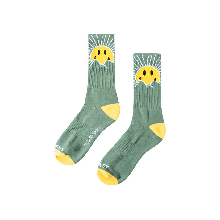 Market Smiley Sunrise Socks Basil