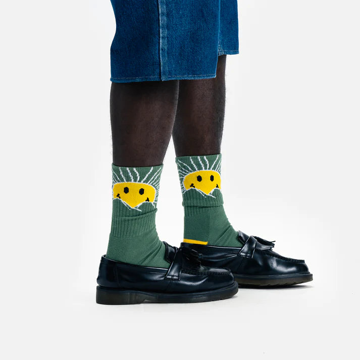 Market Smiley Sunrise Socks Basil