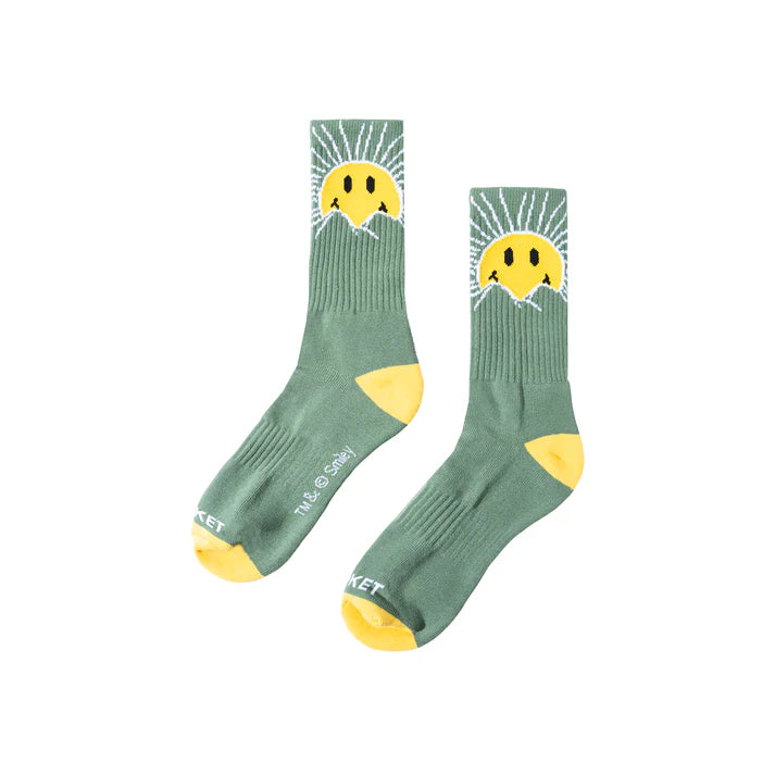 Market Smiley Sunrise Socks Basil