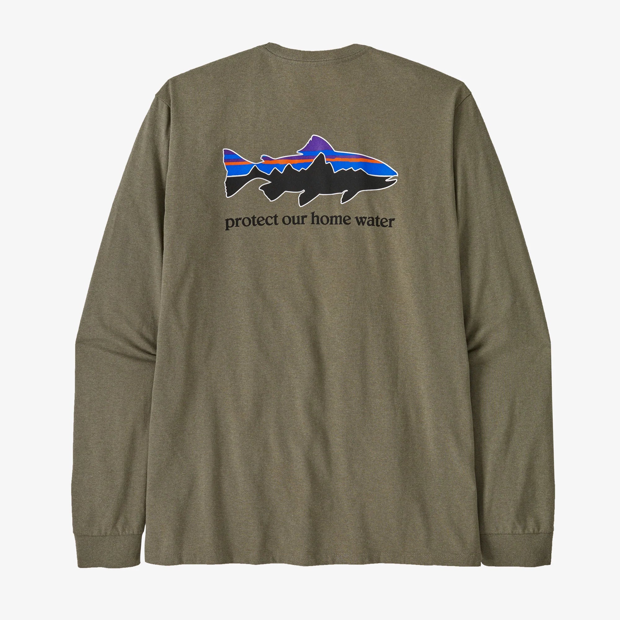 Patagonia Men's Long-Sleeved Home Water Trout Responsibili-Tee® - River Rock Green - Stencil