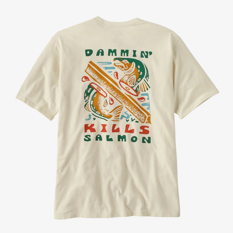Patagonia Men's Take a Stand Responsibili-Tee® -Dammin' Kills: Birch White - Stencil