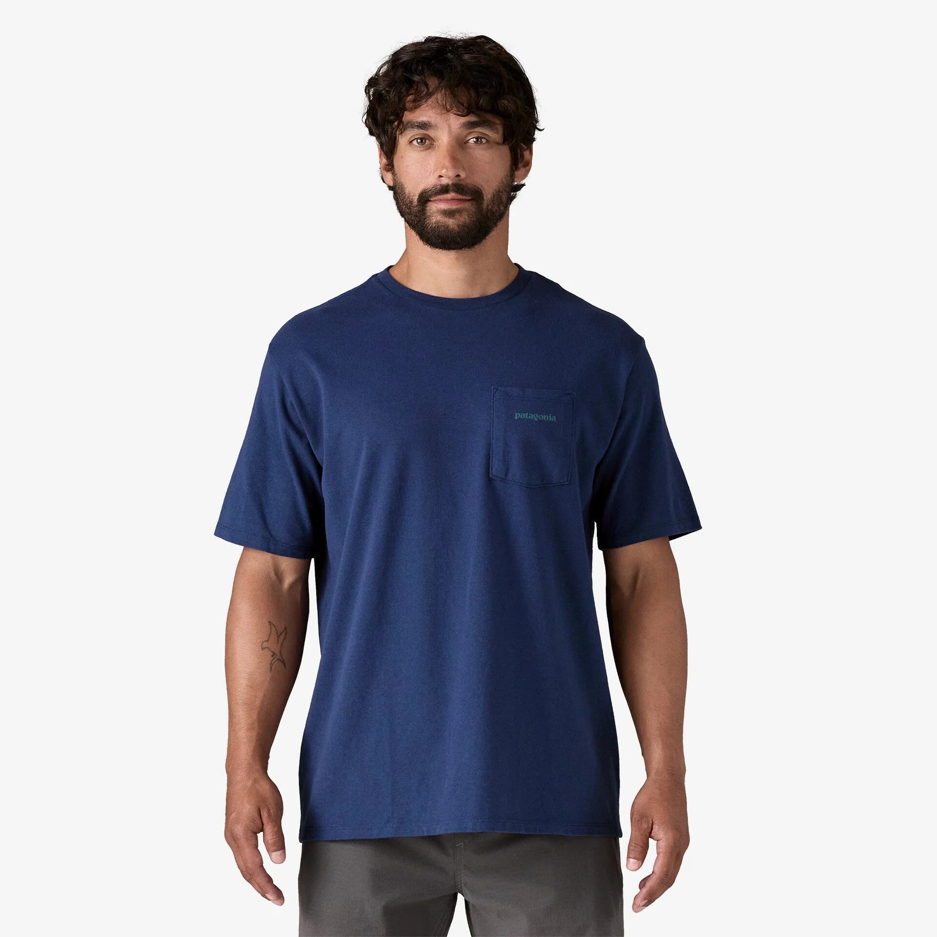 Patagonia Men's Boardshort Logo Pocket Responsibili-Tee® - Clement Blue - Stencil
