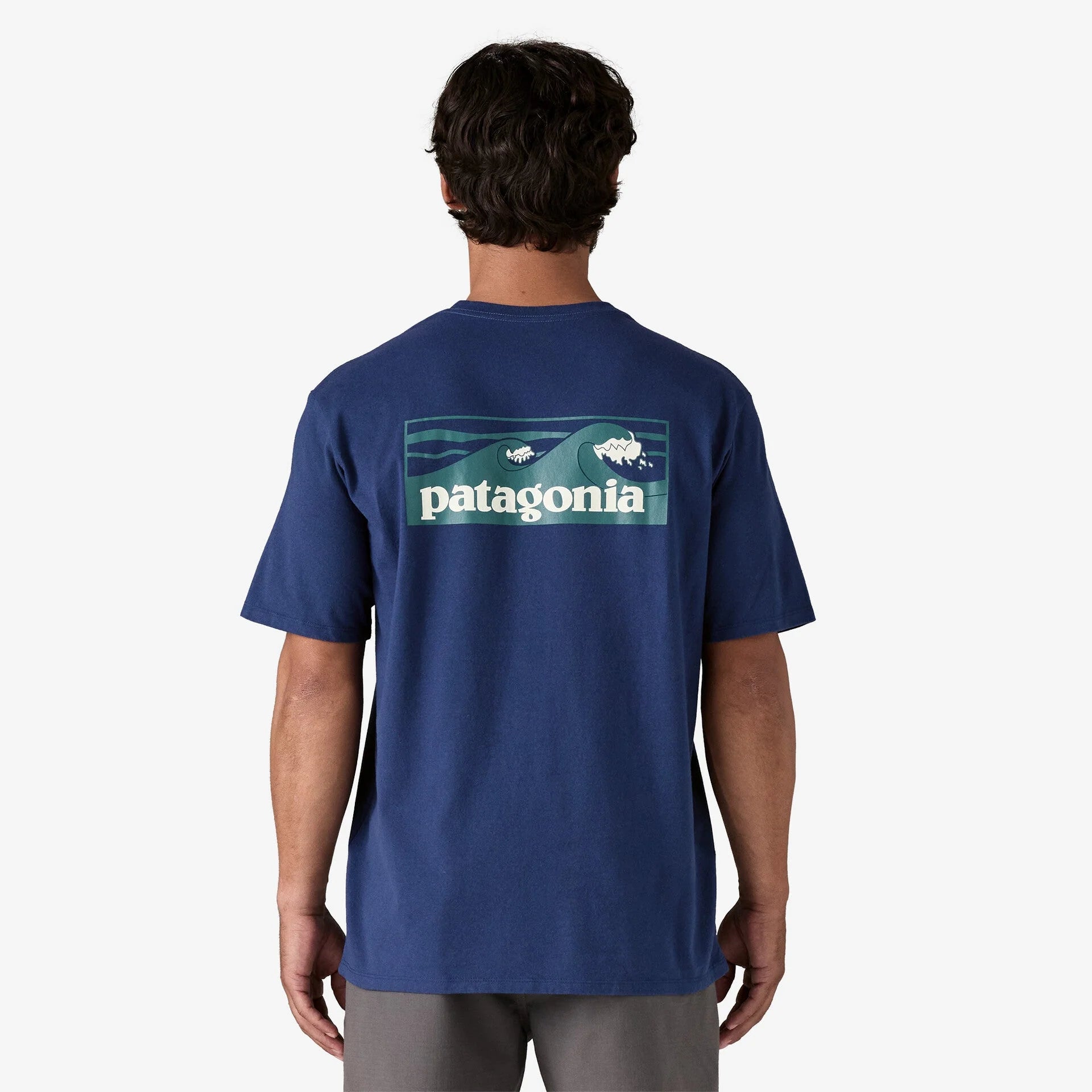 Patagonia Men's Boardshort Logo Pocket Responsibili-Tee® - Clement Blue - Stencil