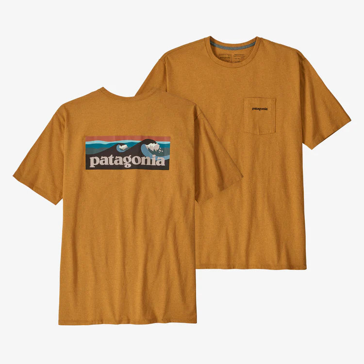 Patagonia Men's Boardshort Logo Pocket Responsibili-Tee - Dried Mango - Stencil