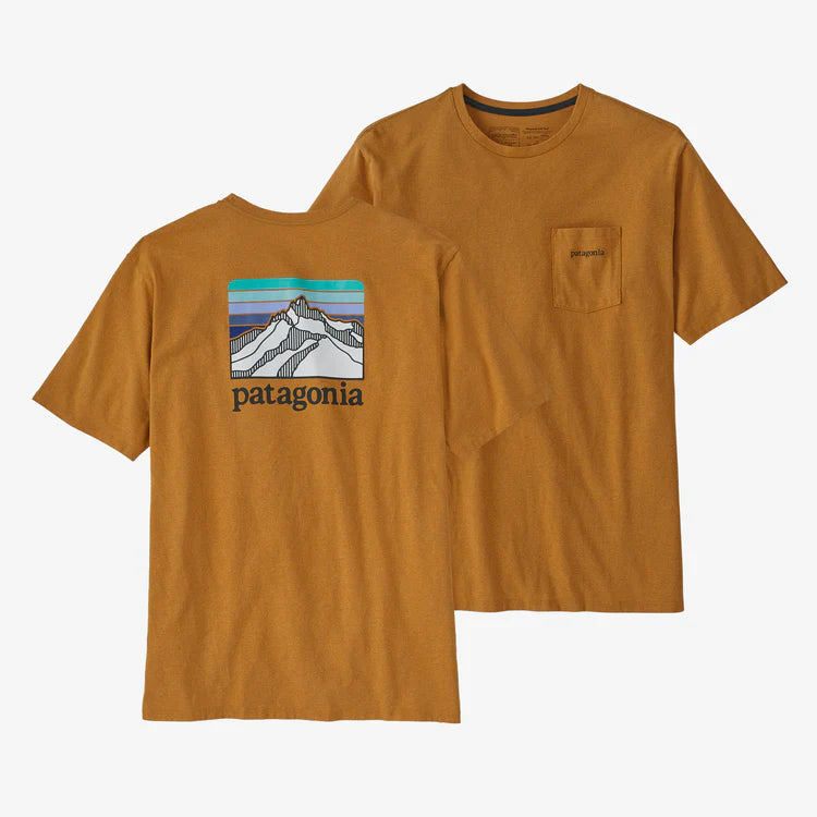 Patagonia Men's Line Logo Ridge Pocket Responsibili Tee - Dried Mango - Stencil