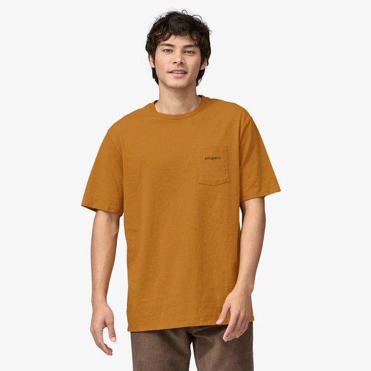Patagonia Men's Line Logo Ridge Pocket Responsibili Tee - Dried Mango - Stencil