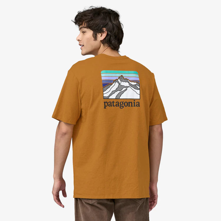 Patagonia Men's Line Logo Ridge Pocket Responsibili Tee - Dried Mango - Stencil