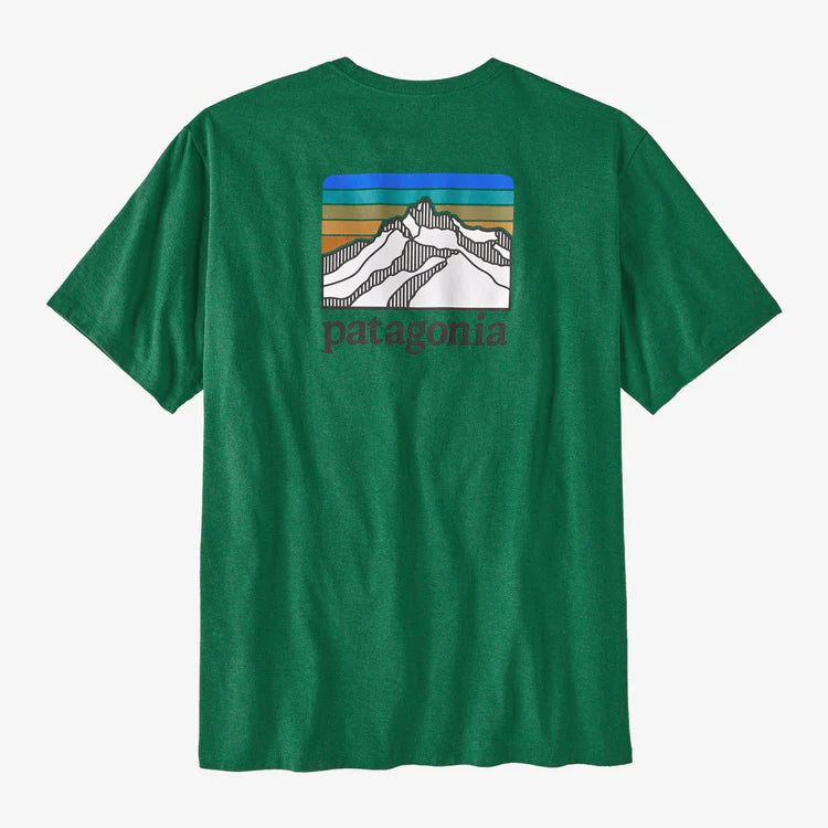 Patagonia Men's Line Logo Ridge Pocket Responsibili Tee - Gather Green - Stencil