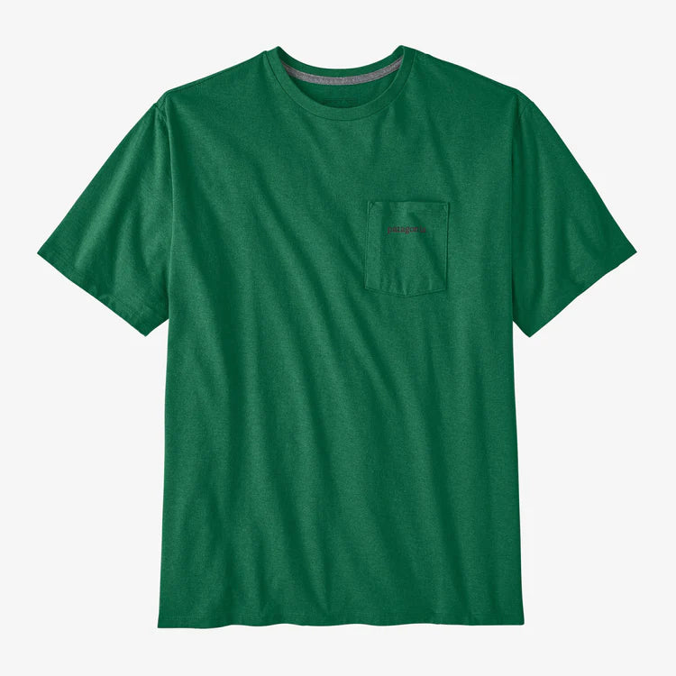 Patagonia Men's Line Logo Ridge Pocket Responsibili Tee - Gather Green - Stencil