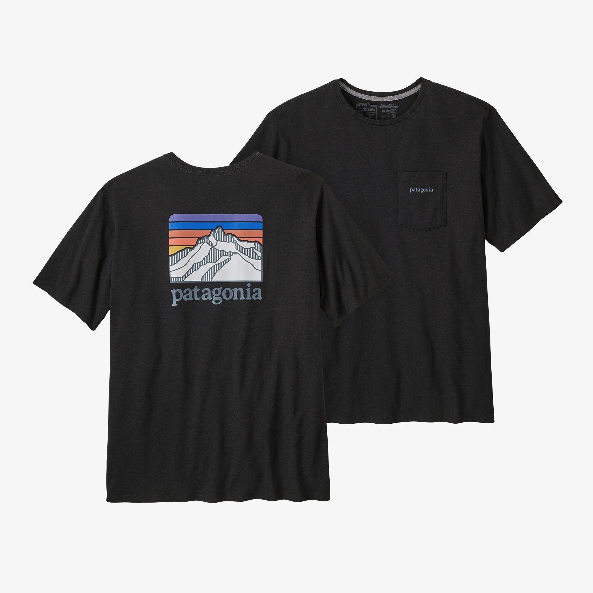 Patagonia Men's Line Logo Ridge Pocket Responsibili Tee - Ink Black
