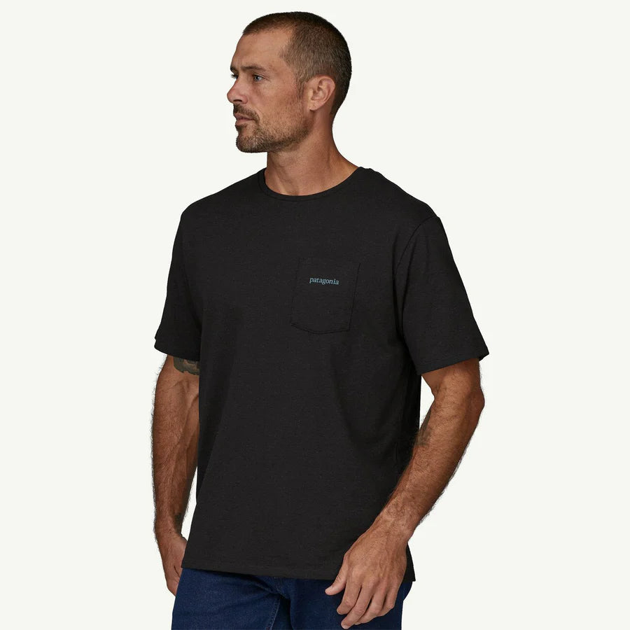 Patagonia Men's Line Logo Ridge Pocket Responsibili Tee - Ink Black