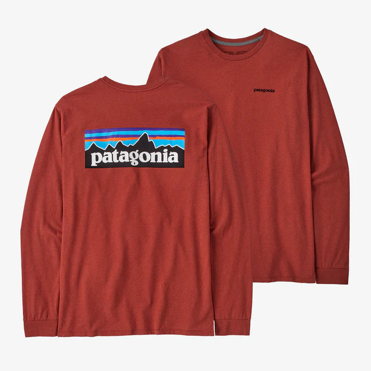 Patagonia Men's Long-Sleeved P-6 Logo Responsibili-Tee® Burl Red