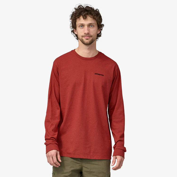 Patagonia Men's Long-Sleeved P-6 Logo Responsibili-Tee® Burl Red – Stencil