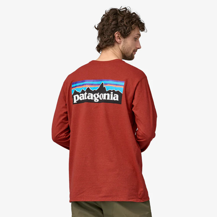Patagonia Men's Long-Sleeved P-6 Logo Responsibili-Tee® Burl Red