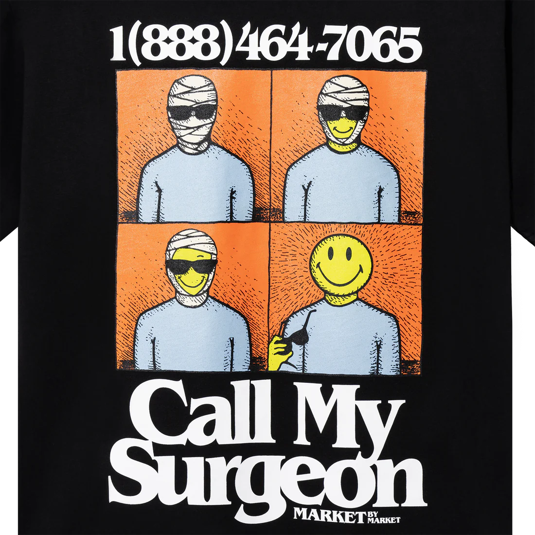 Market x Smiley Call My Surgeon Tee - Black - Stencil