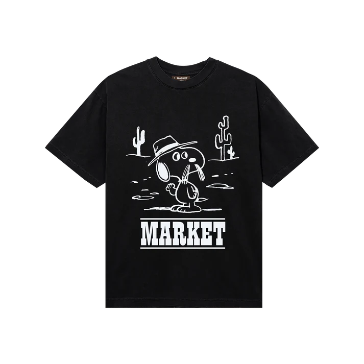 Market x Peanuts Needles T-Shirt - Washed Black