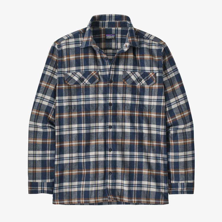 Patagonia Men's Long-Sleeved Organic Cotton Midweight Fjord Flannel Shirt - Fields: New Navy