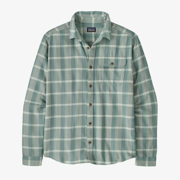 Patagonia Men's Long-Sleeved Lightweight Fjord Flannel Shirt - Marine Layer: Blue Sage