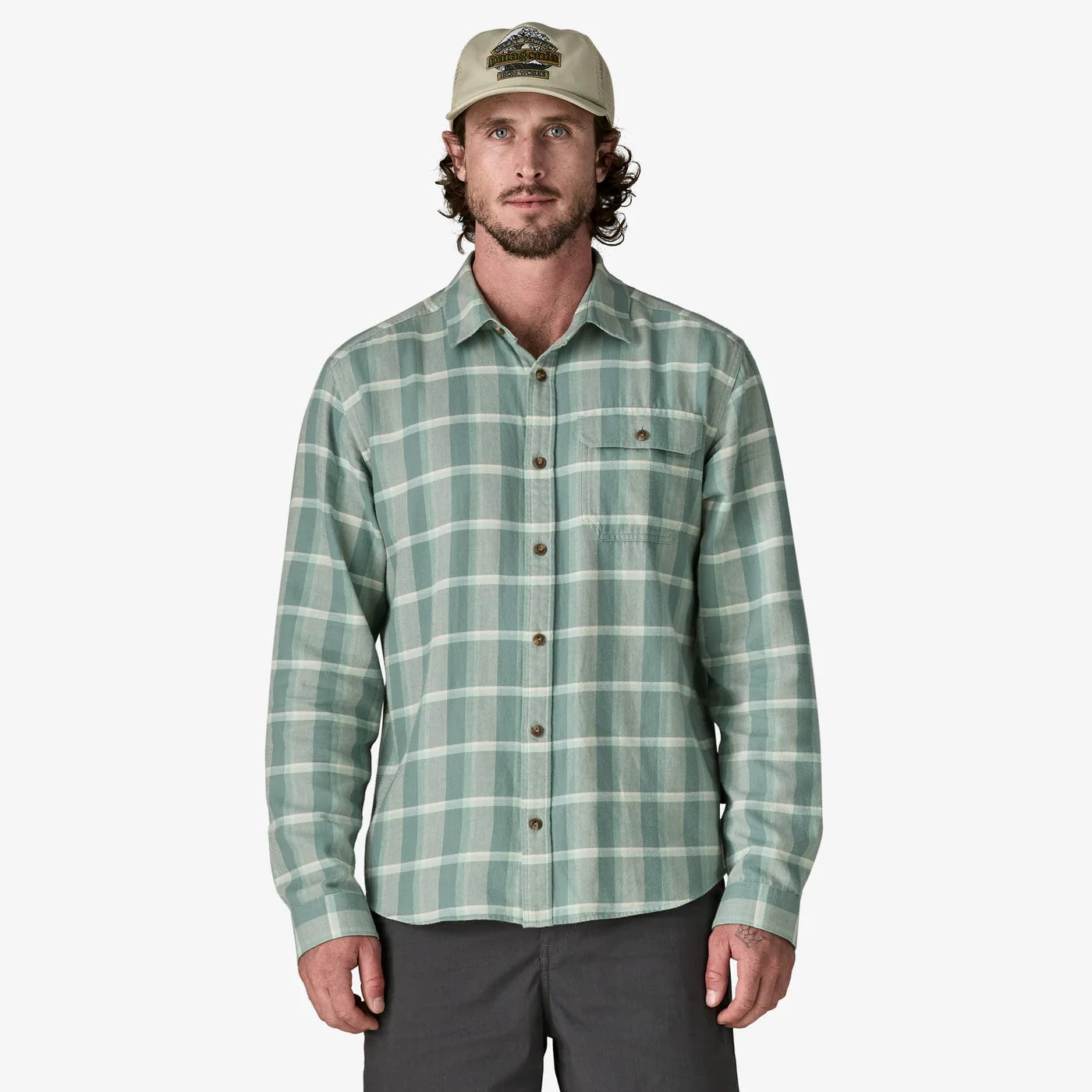 Patagonia Men's Long-Sleeved Lightweight Fjord Flannel Shirt - Marine Layer: Blue Sage