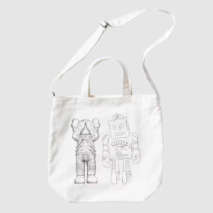 Uniqlo - KAWS + WARHOL - Space Companion / Moon Explorer Robot 2Way Tote Bag White