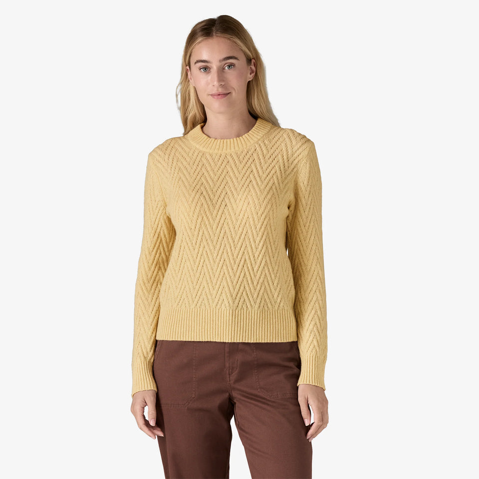 Patagonia Women's Recycled Wool-Blend Crewneck Sweater - Chevron Cable: Natural