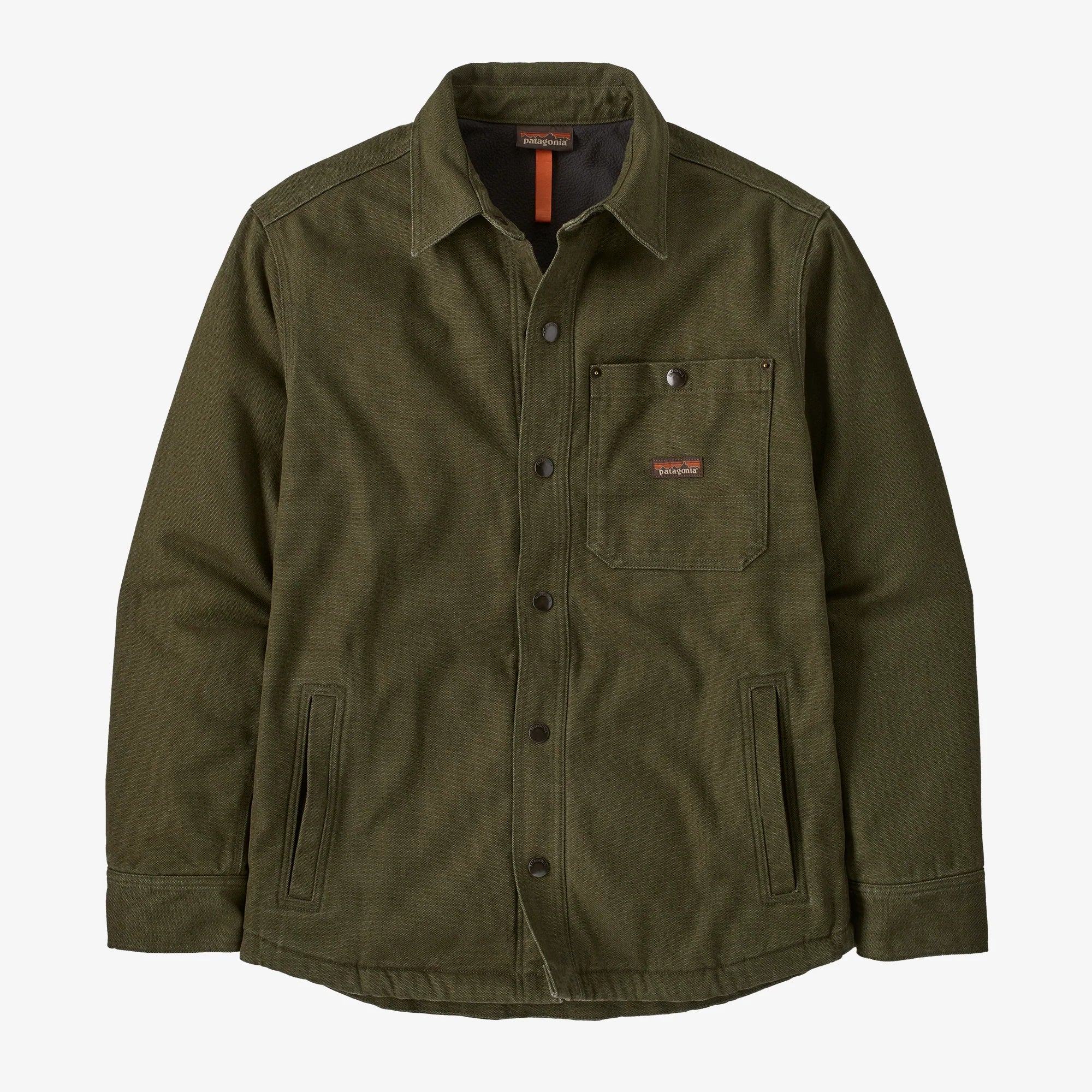 Patagonia Men's Iron Forge™ Fleece-Lined Jacket-Shirt - Pine Needle Green - Stencil
