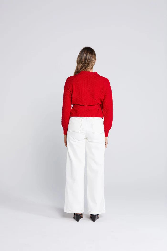 Thing Thing Wrapt Cardigan - Sizzling Scarlet - Stencil
