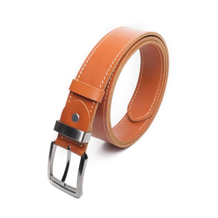 Philo Goods Double Layer Mens 4cm Leather Belt - Tan