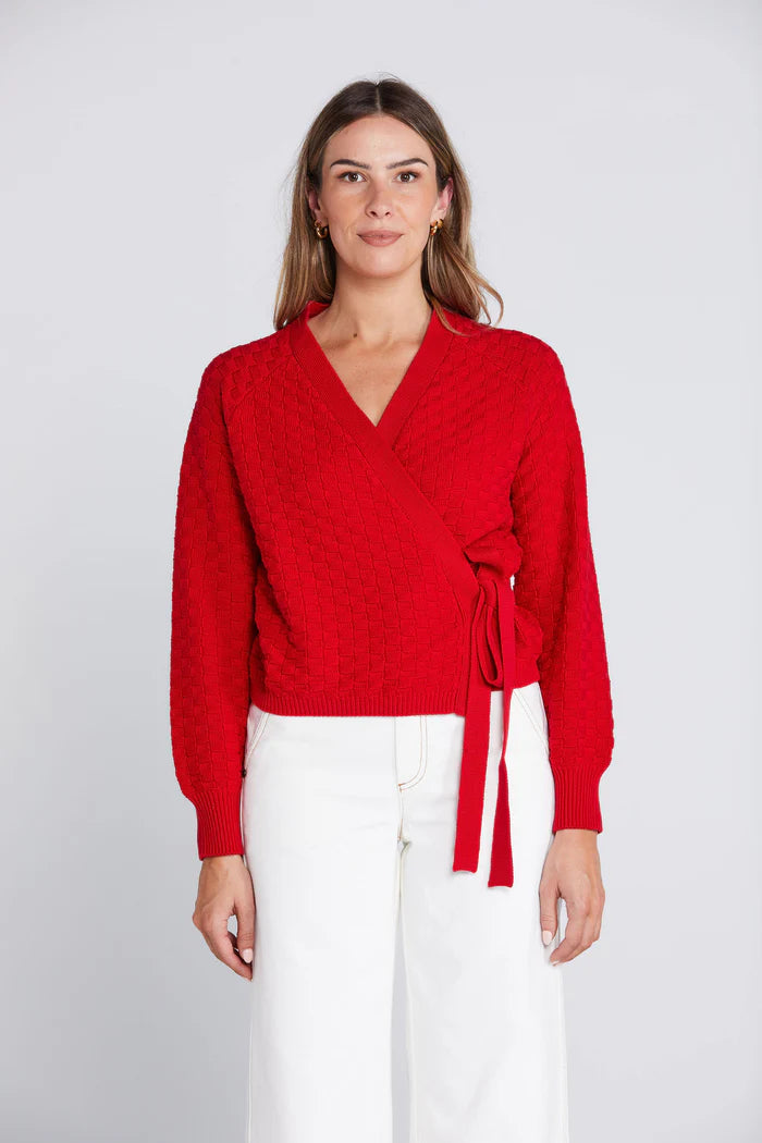 Thing Thing Wrapt Cardigan - Sizzling Scarlet - Stencil