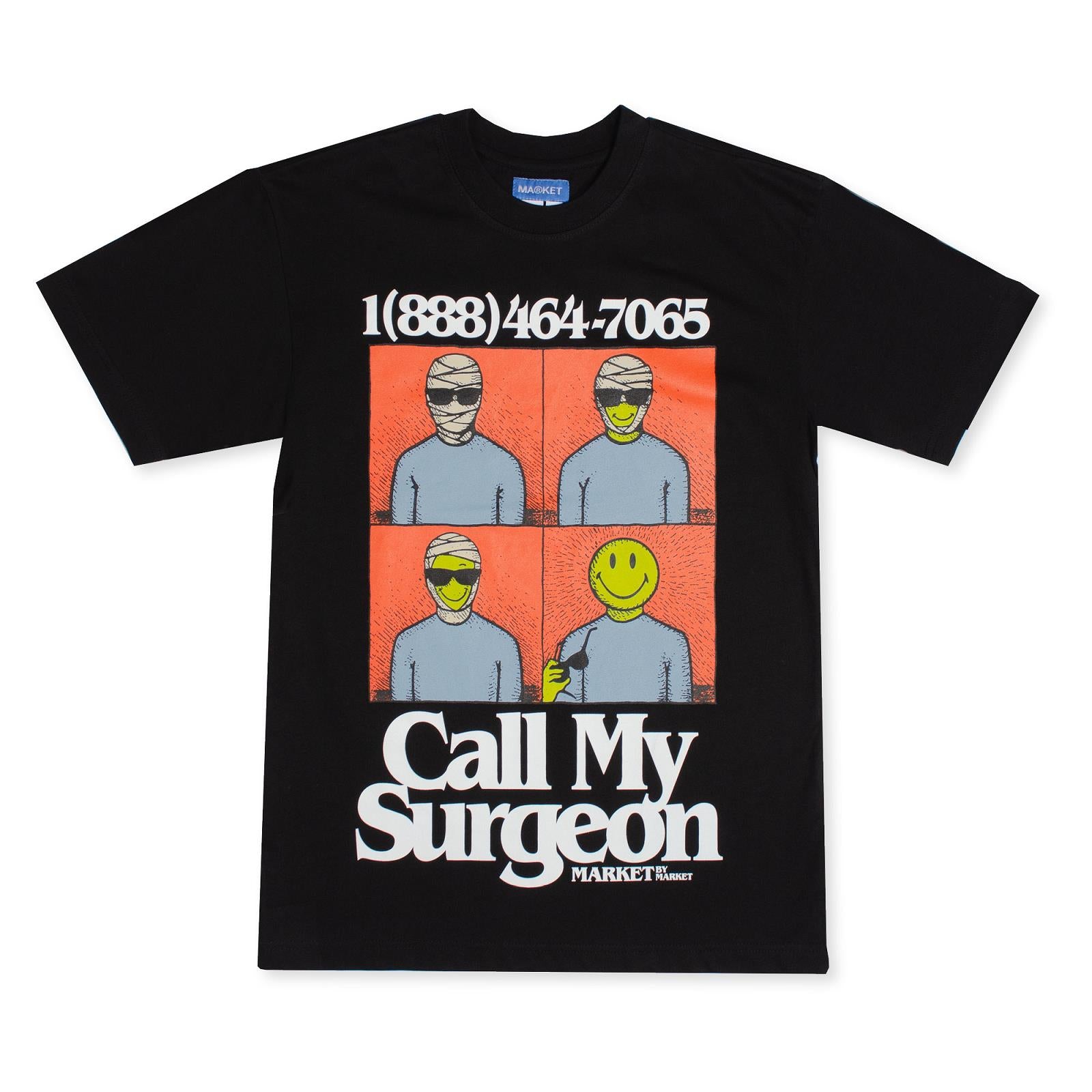 Market x Smiley Call My Surgeon Tee - Black - Stencil