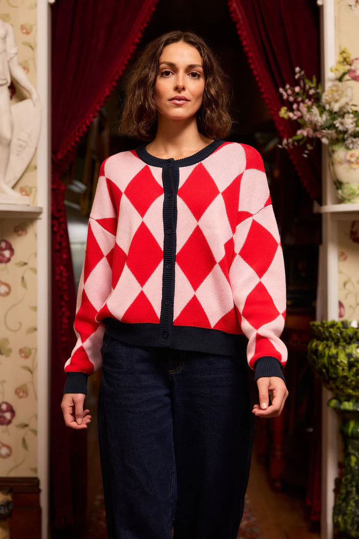 Thing Thing Gemma Cardigan - Cherry Milkshake - Stencil