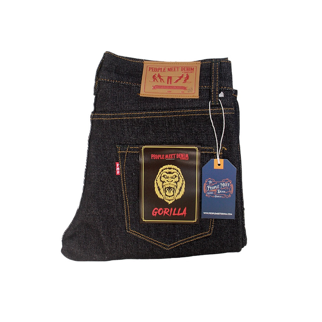PMD & Co Gorilla 14oz Black Indigo Denim Selvedge Accent Slim Fit - Stencil