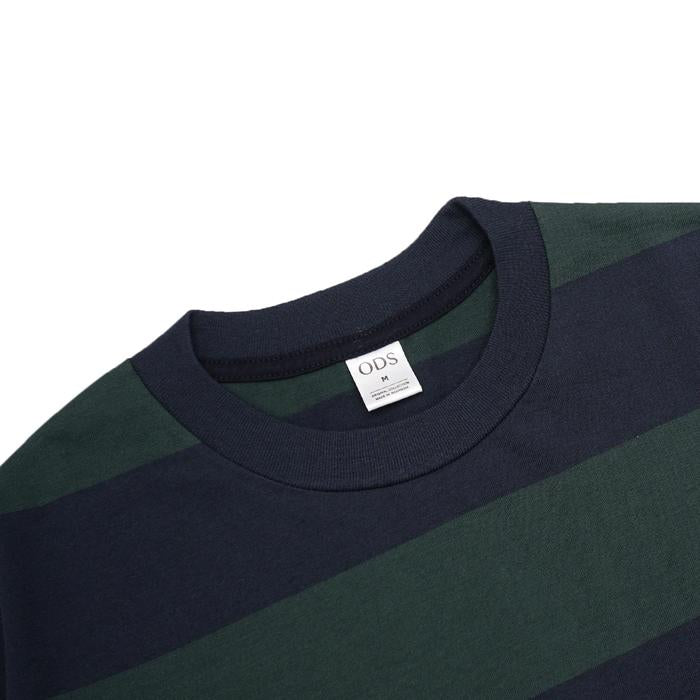 ODS Stripe Tee - Navy/Green - Stencil