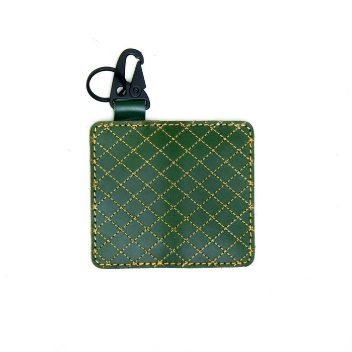 Philo Goods Leather Dixie Keyring - Green / Tan Stitch