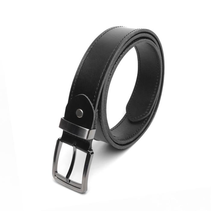 Philo Goods Double Layer Mens 4cm Leather Belt - Black