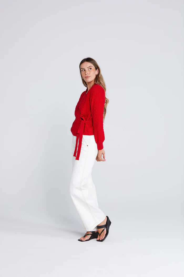 Thing Thing Wrapt Cardigan - Sizzling Scarlet - Stencil