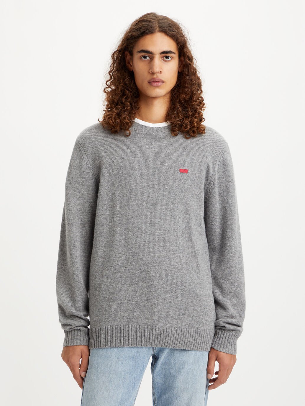 Levi's Original Housemark Sweater - Mid Tone Grey Heather - Stencil