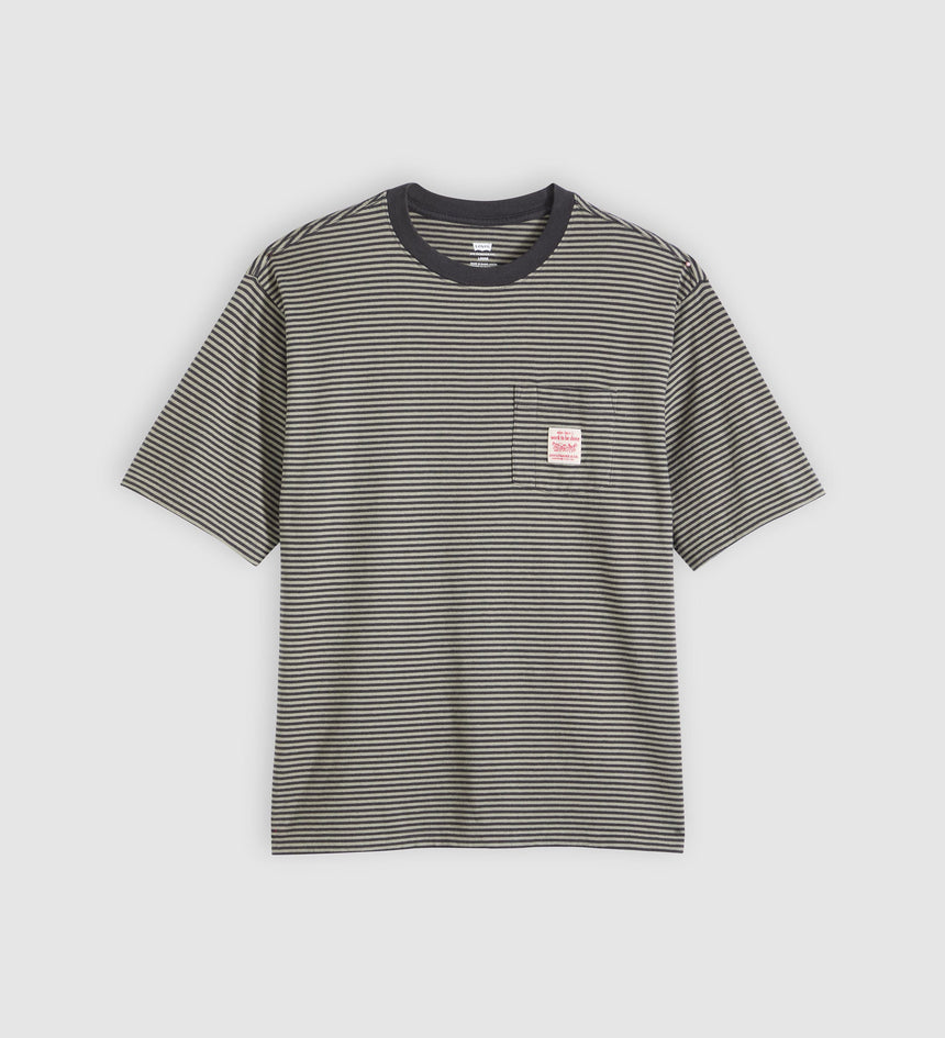 Levi's Men's Short-Sleeve Workwear T-Shirt - Euan Stripe Dried Sage - Stencil